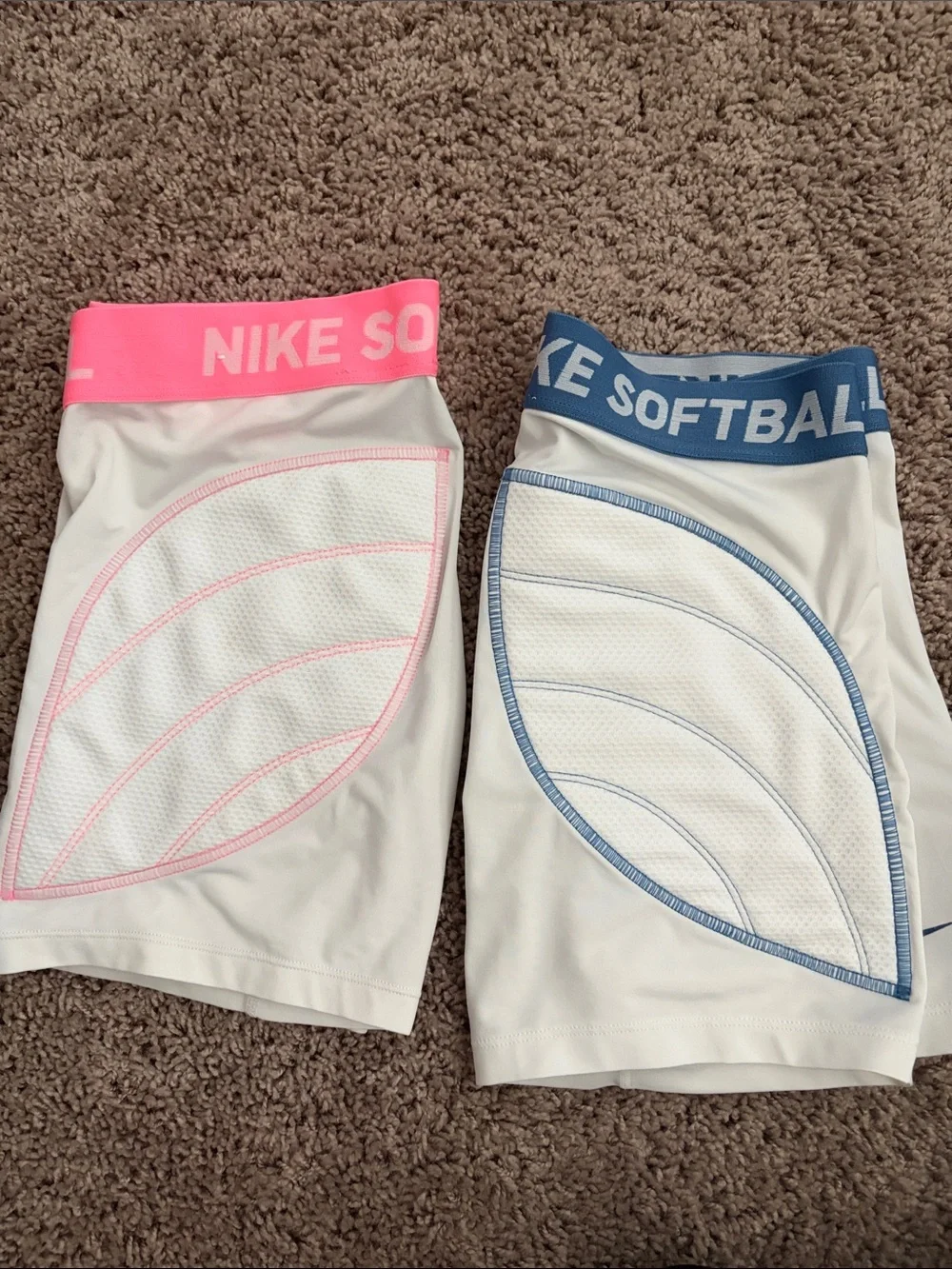 Nike Kids White Sliding Shorts with Pink and Blue Waistbands